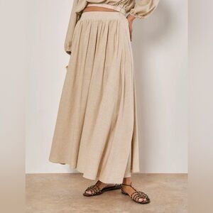 APRICOT 🍑-  Women's natural linen full Skirt - Flowing Gathered Waist
